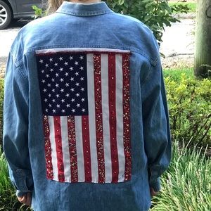 Custom Bedazzled Denim Button Down